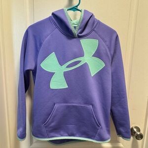 Under Armour Cold Gear Hoodie w/pocket Light Purple With Mint Green Logo, XL/XXL